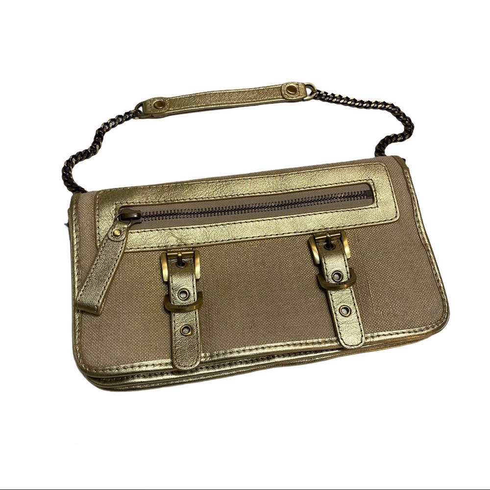 Rafe New York Leather Canvas Gold Bag